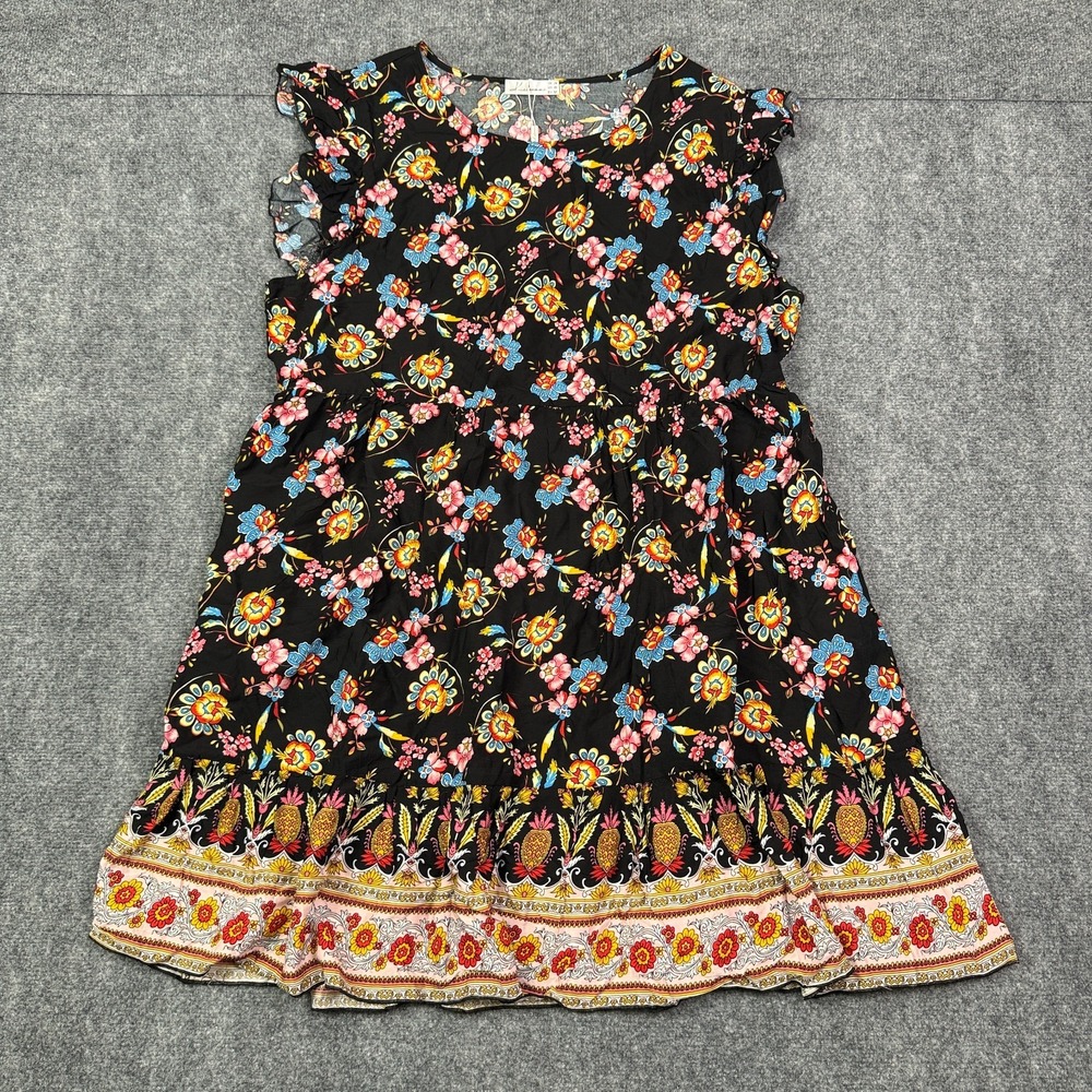 Keluummi Midi Dress Womens Size 20 Floral Sundress Elastic Waist Pockets Boho
